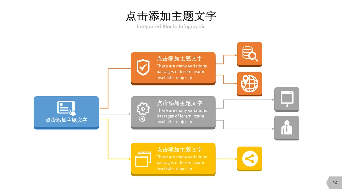 拼图元素逻辑梳理思维导图PPT模板 - 第14页