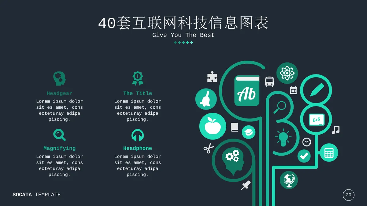 40套互联网科技信息可视化图表集PPT思维导图模板 - 第20页