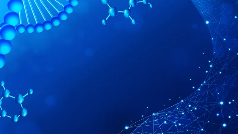 蓝色科技风生物医疗DNA分子结构演示通用PPT背景图片 - 封面预览