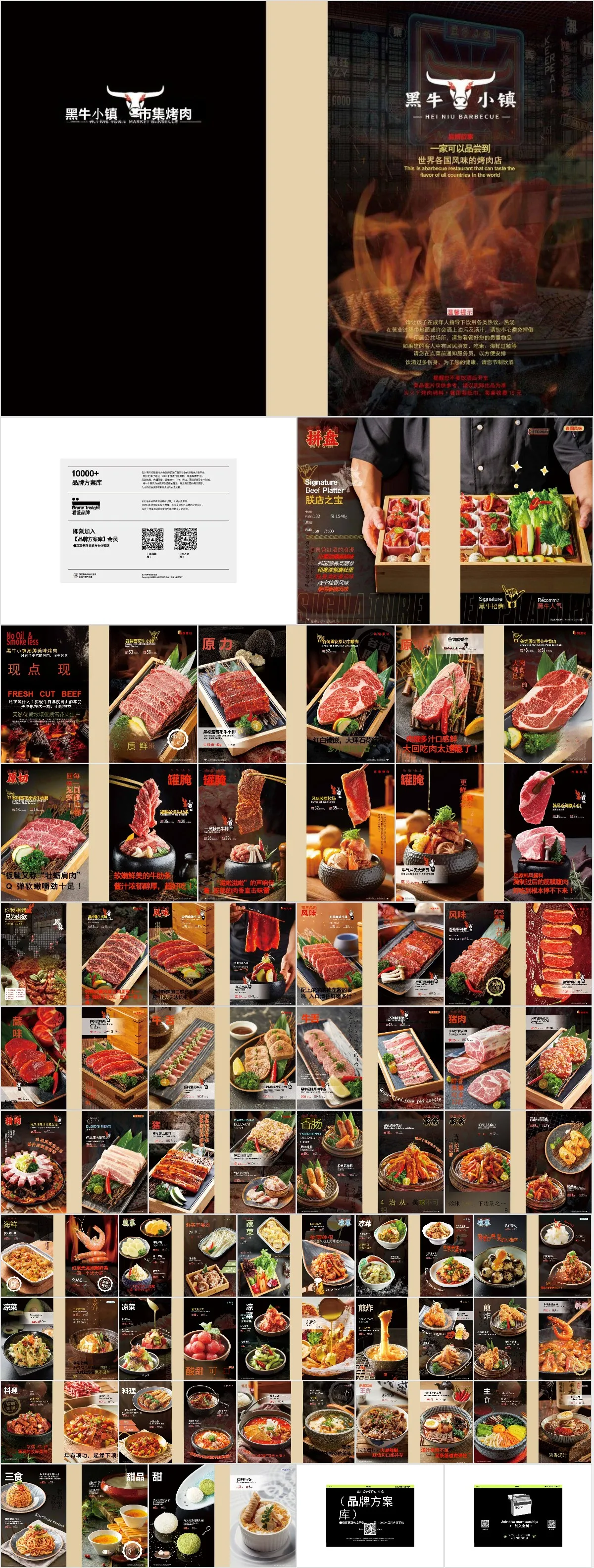 黑牛小镇市集烤肉品牌介绍门店宣传PPT模板 - 模板内页详情长图