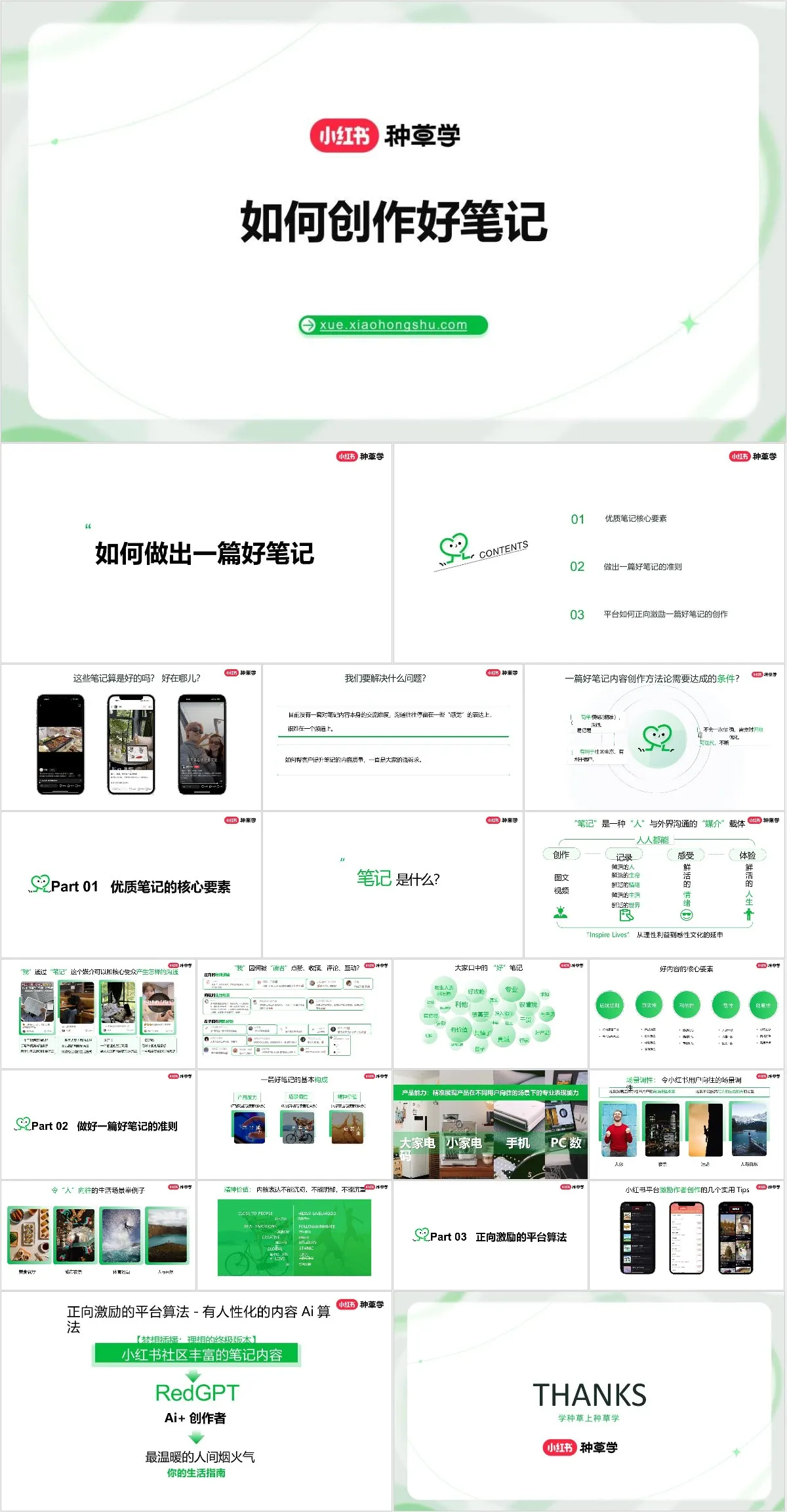小红书种草学如何创作好笔记运营培训课件PPT模板 - 模板内页详情长图