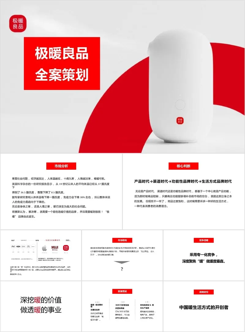 极暖良品产品全案策划商务演示PPT模板 - 封面预览