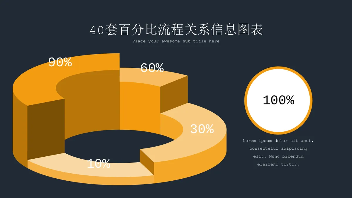 40套金色百分比流程关系信息可视化图表PPT模板 - 第4页