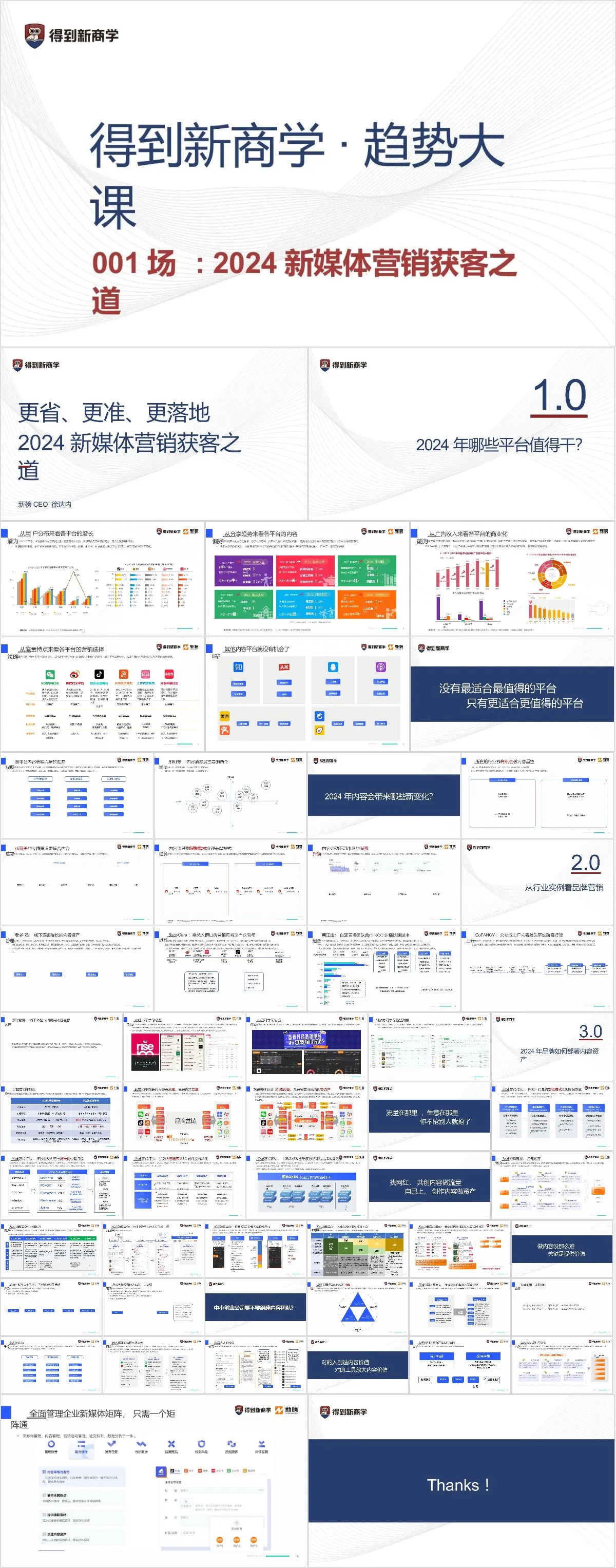得到新商学趋势大课 2024新媒体营销获客之道培训课件PPT模板 - 模板内页详情长图