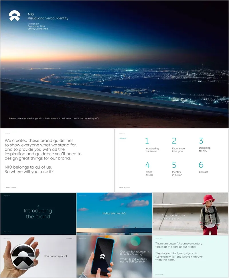 蔚来汽车品牌视觉与语言识别企业介绍演示PPT模板 - 封面预览