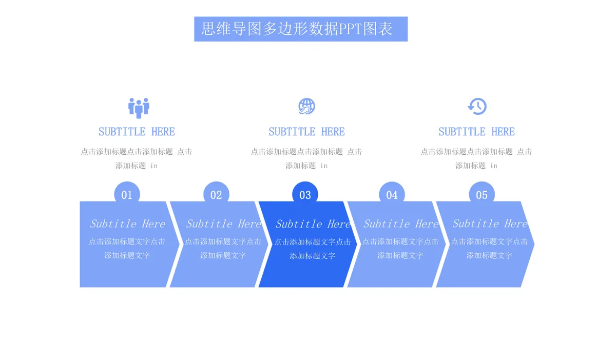 商务蓝色思维导图多边形数据可视化演示PPT图表模板 - 第6页