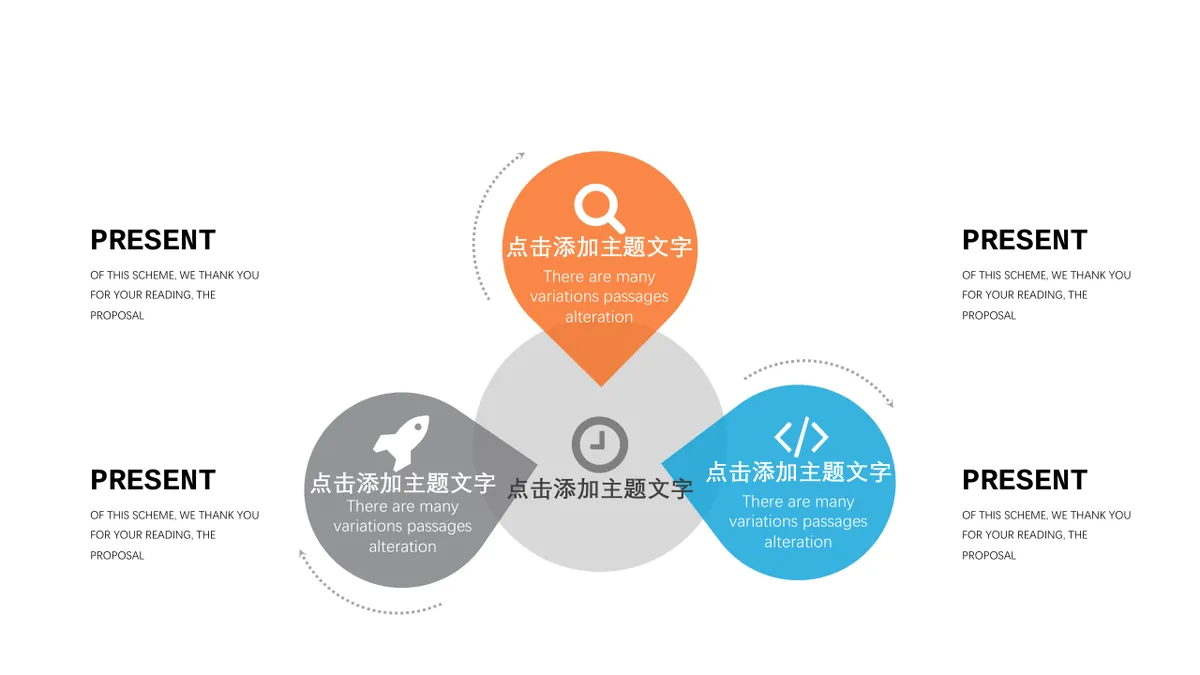 30套橙色简约商务并列关系数据关系PPT图表合集 - 第19页