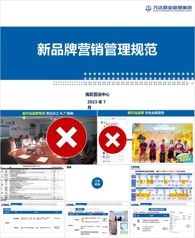 万达商业管理集团新品牌营销管理规范培训课件PPT模板 - 封面预览