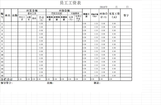 企业通用员工工资核算统计Excel表格 - 封面预览