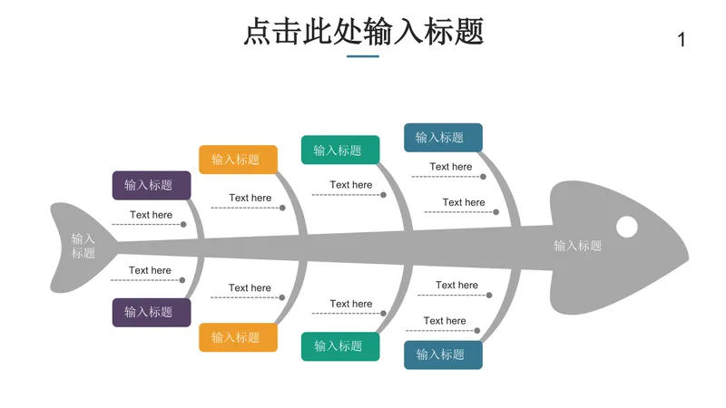 鱼骨图箭头式思维导图PPT模板 适用于问题分析原因梳理演示汇报 - 封面预览