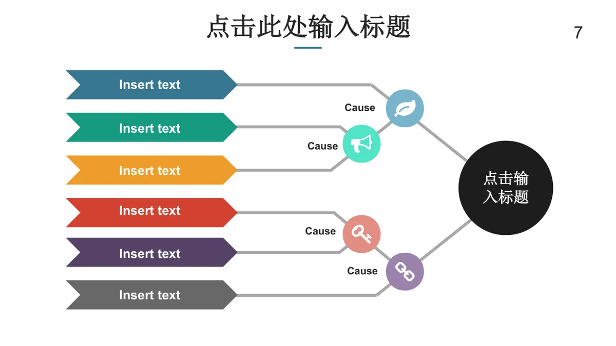 鱼骨图箭头式思维导图PPT模板 适用于问题分析原因梳理演示汇报 - 第7页