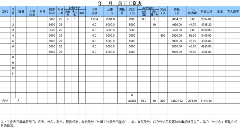 人事行政员工月度工资核算自动计算Excel表格 - 封面预览