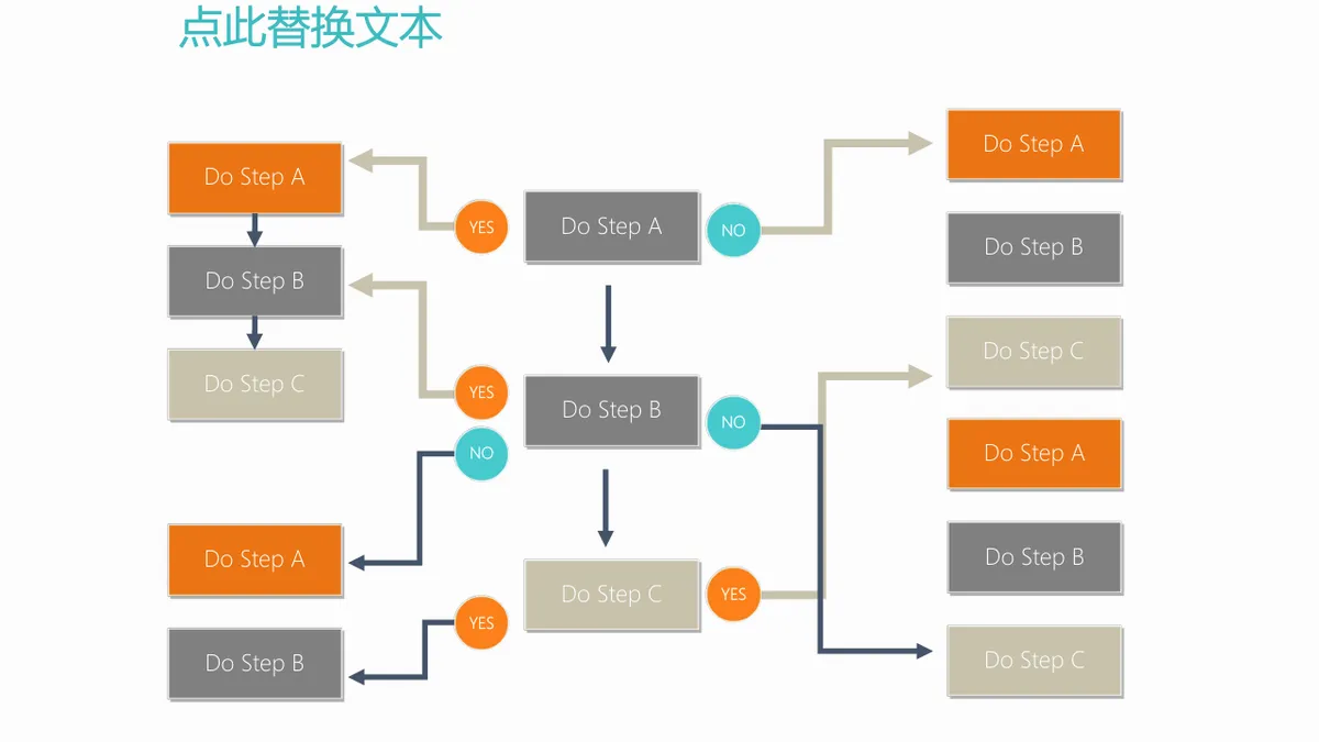 双色逻辑判断分支流程思维导图PPT模板 - 第5页