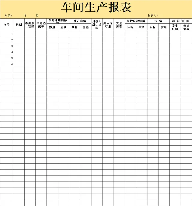 车间生产报表生产排程管理Excel表格 - 封面预览