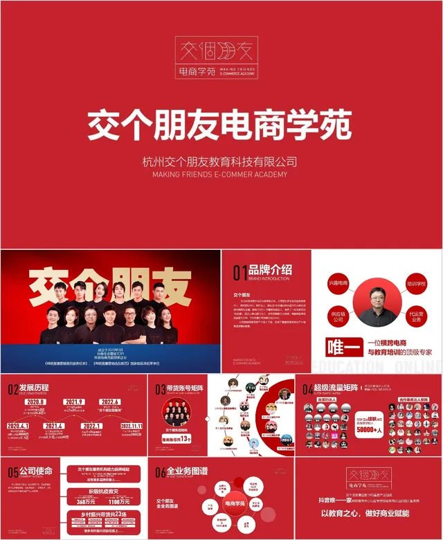 交个朋友电商学苑企业介绍宣传PPT模板 - 封面预览