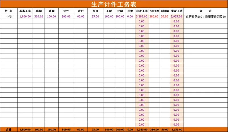 人事行政生产计件工资核算统计Excel表格 - 封面预览
