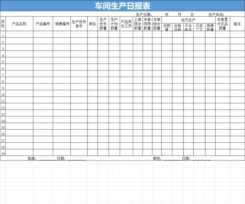 车间生产日报表Excel表格 生产进度统计 生产排程数据记录模板 - 封面预览