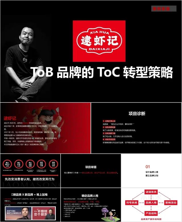 逮虾记ToB品牌的ToC转型策略案例复盘PPT模板 - 封面预览