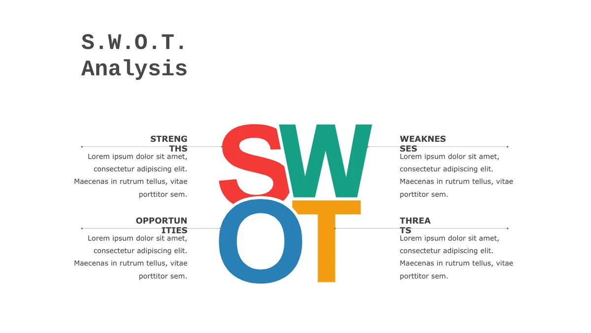 30套彩色SWOT分析并列关系流程图数据对比PPT图表合集 - 第3页