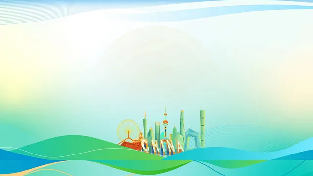 清新渐变国潮城市地标CHINA主题通用PPT背景图片 - 封面预览