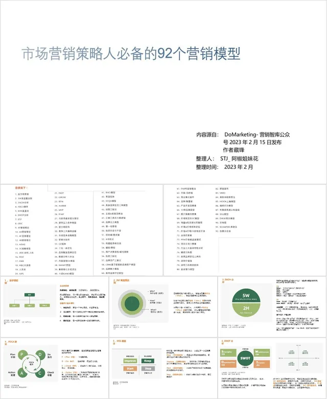 市场营销策略人必备的92个营销模型培训课件PPT模板 - 封面预览
