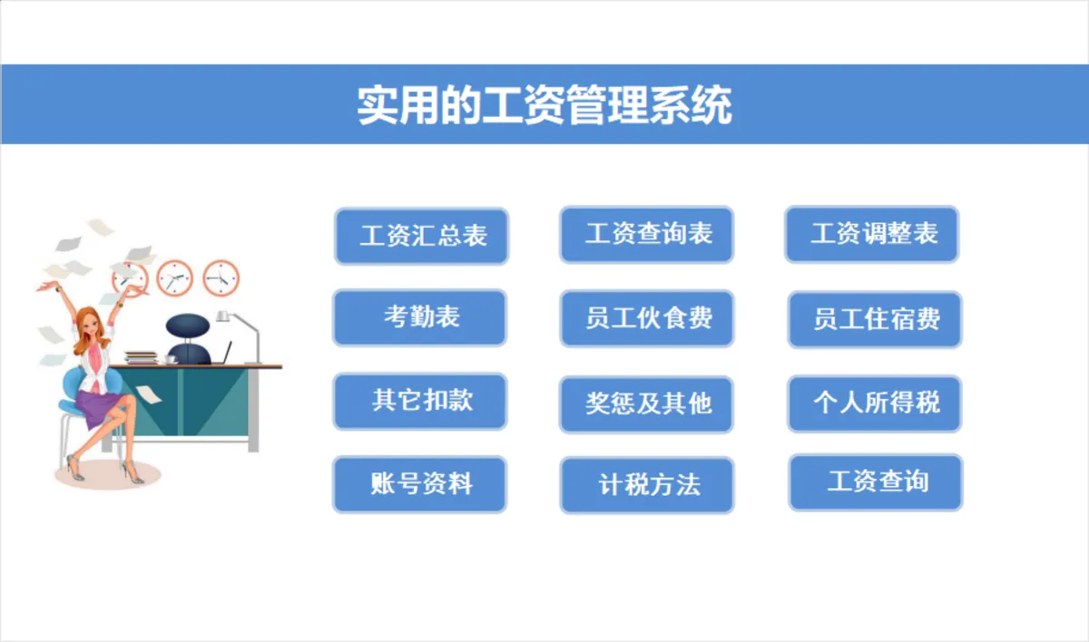 实用工资管理系统Excel表格 含工资汇总查询调整考勤核算统计功能 - 第1页