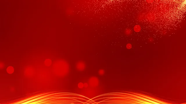 红色喜庆金色光效粒子波浪线条PPT背景图片 - 封面预览