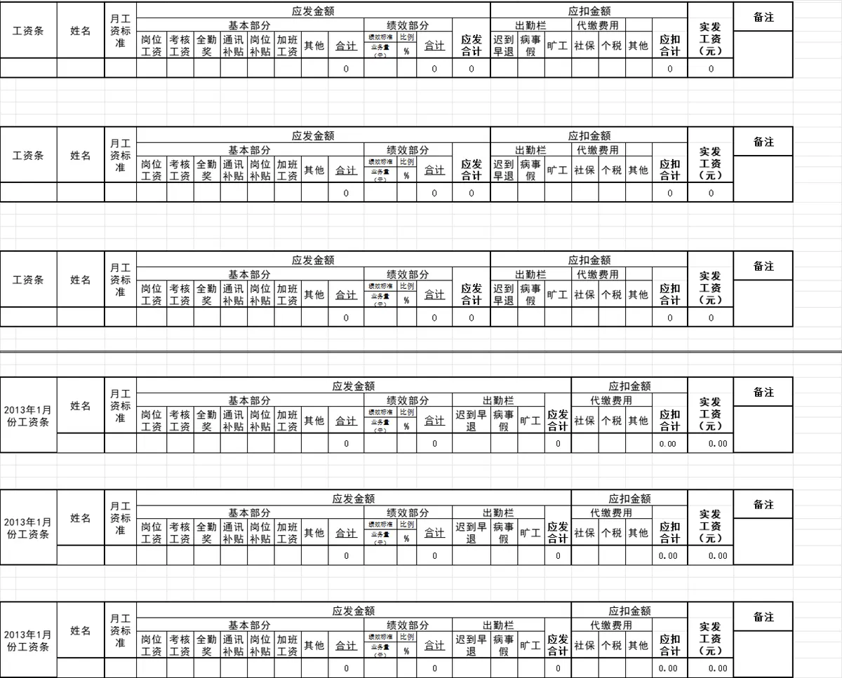 企业多月份工资发放明细及工资条统计Excel表格 - 第2页