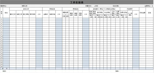企业通用员工工资发放明细统计Excel表格 - 封面预览