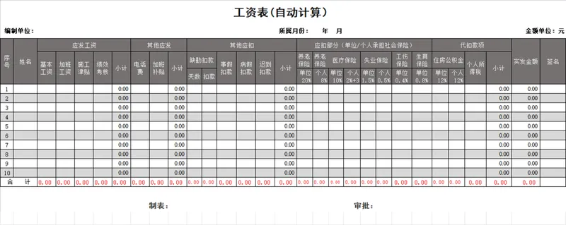 人事行政自动计算工资核算统计Excel表格 - 封面预览