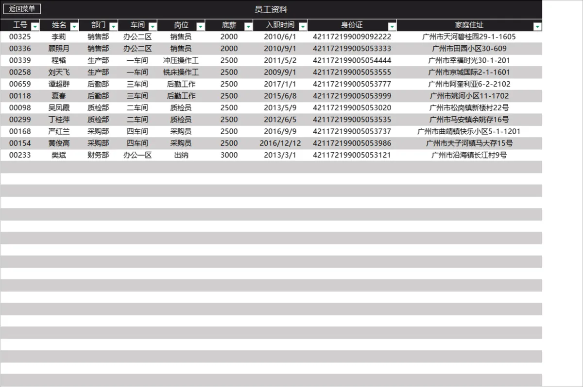 员工工资管理系统Excel表格 含员工信息录入薪资核算统计查询功能 - 第2页