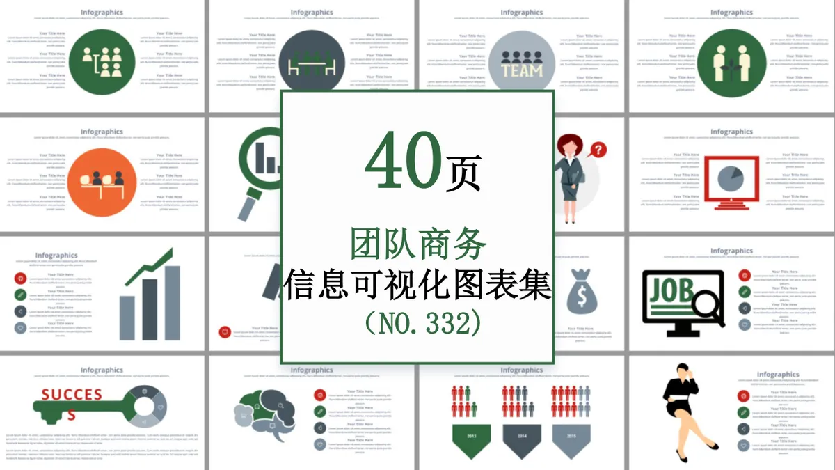 40页团队商务信息可视化图表集PPT思维导图模板 - 第1页
