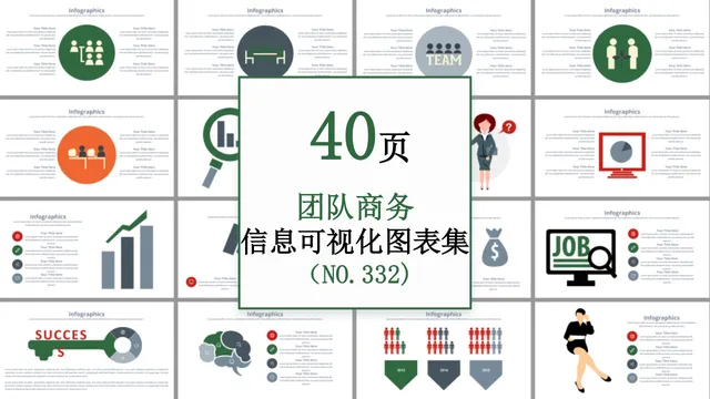40页团队商务信息可视化图表集PPT思维导图模板 - 封面预览