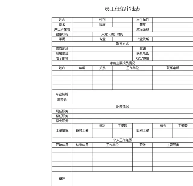 人事行政员工任免审批信息登记Excel表格 - 封面预览