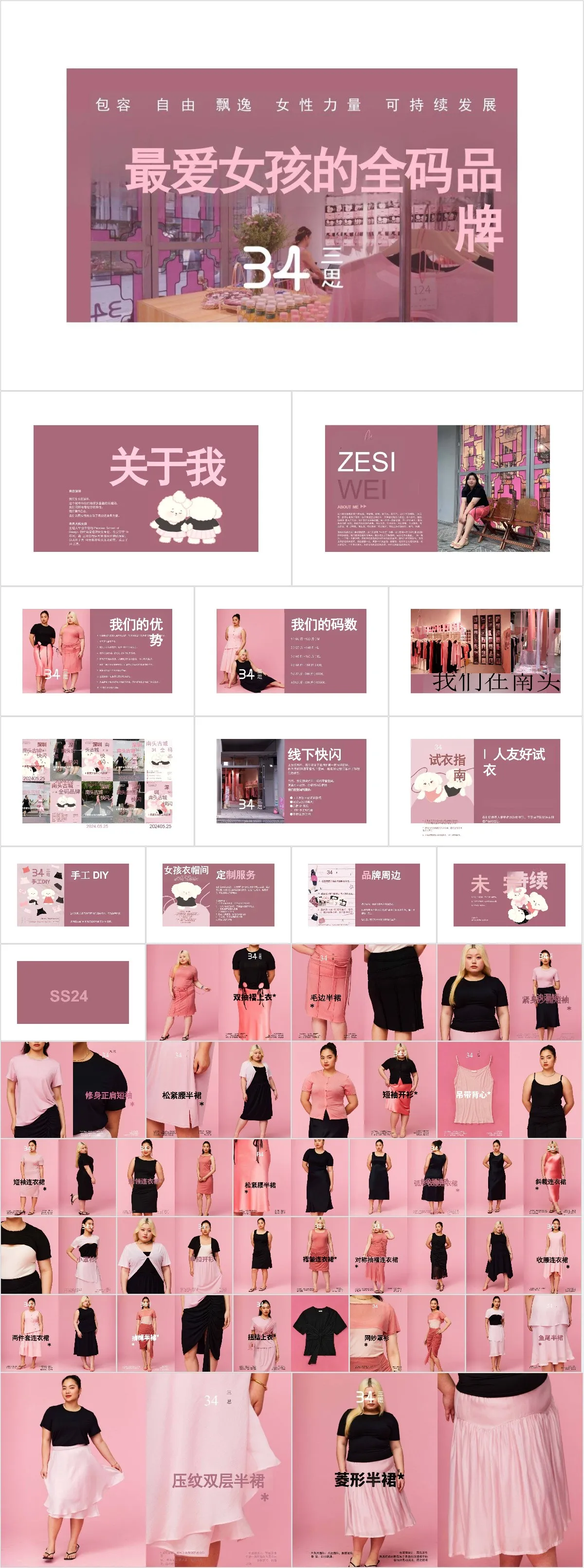 最爱女孩的全码品牌女性向服饰品牌介绍PPT模板 - 模板内页详情长图