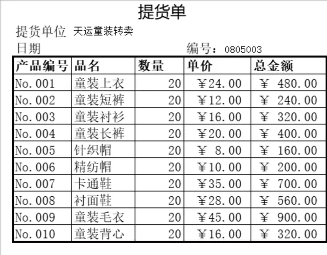 童装门店提货单生产排程配套Excel表格 - 封面预览