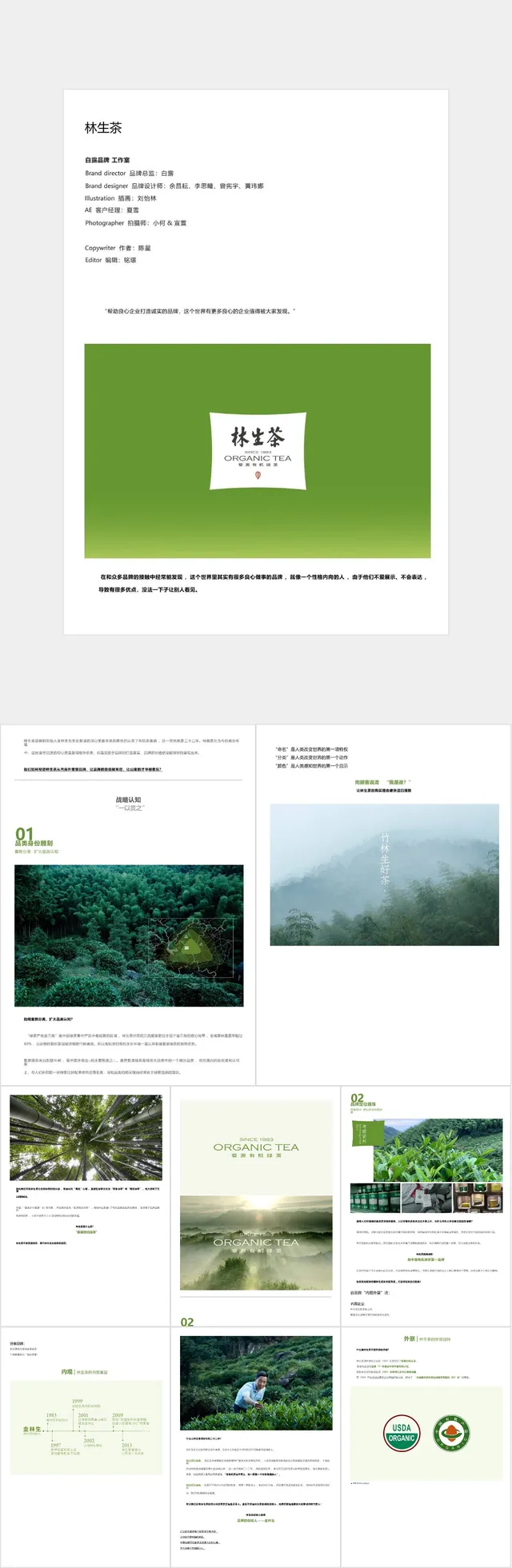 林生茶有机绿茶品牌介绍PPT模板 - 封面预览