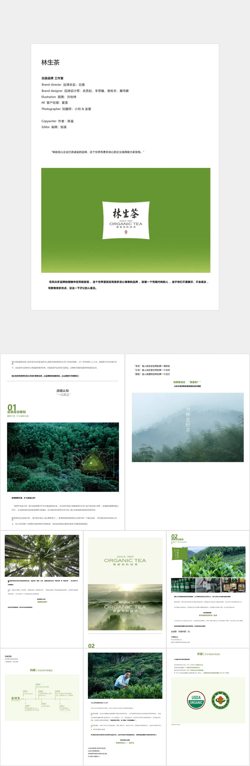 林生茶有机绿茶品牌介绍PPT模板 - 封面预览