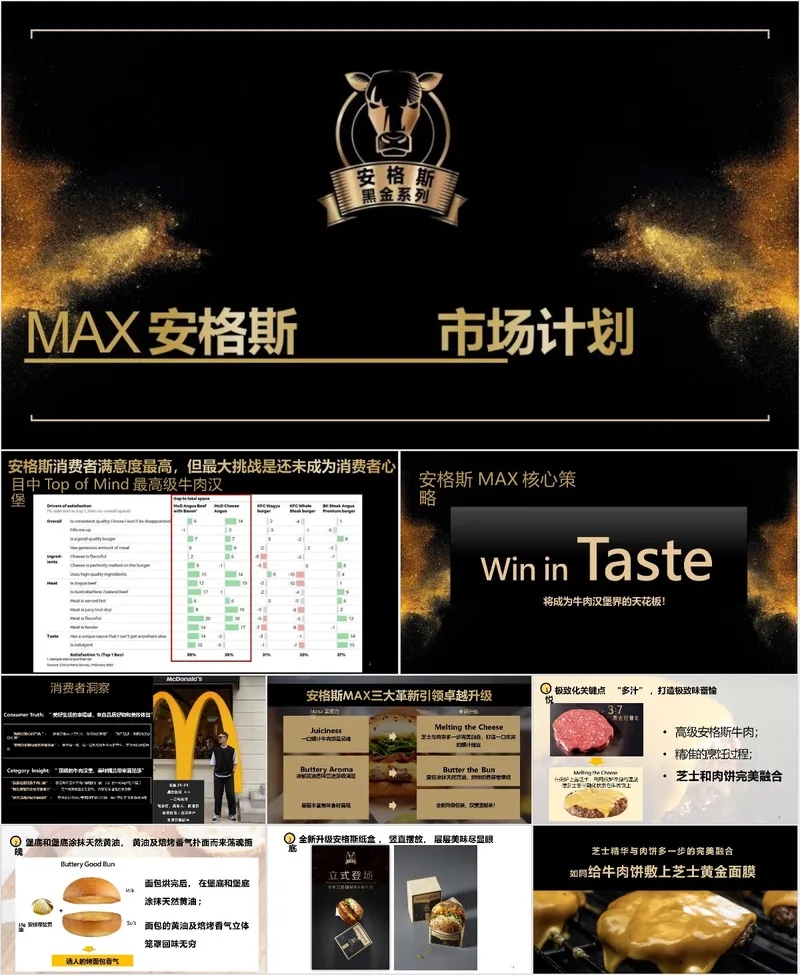 MAX安格斯黑金系列产品市场计划PPT模板 - 封面预览