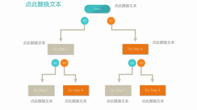双色逻辑判断分支流程思维导图PPT模板 - 封面预览