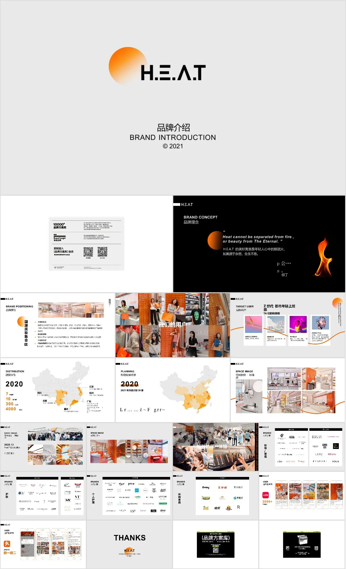 简约大气H.E.A.T品牌介绍通用PPT模板 - 模板内页详情长图