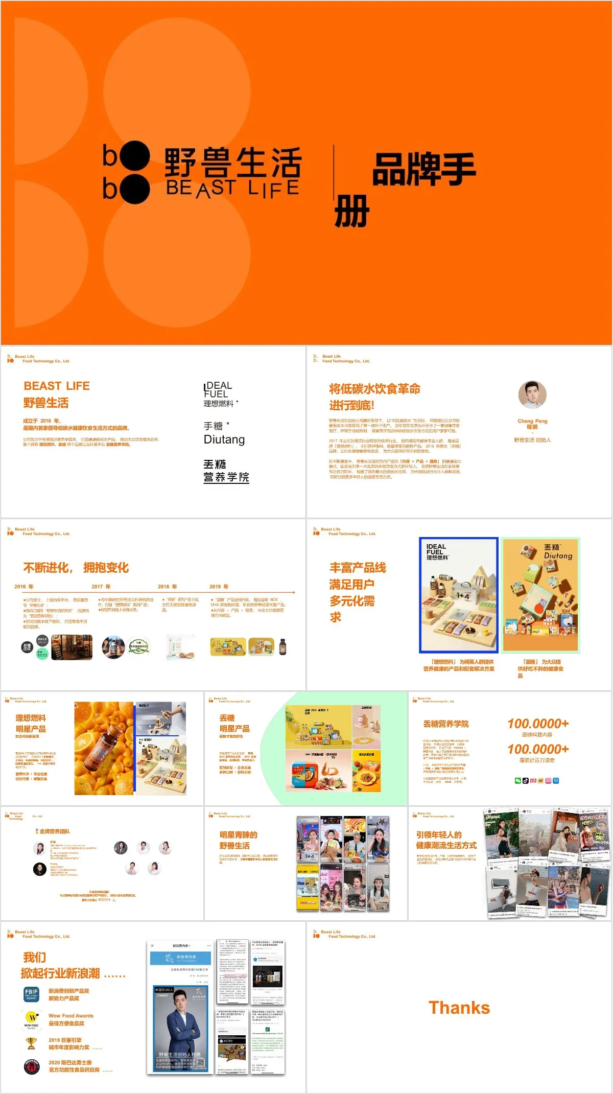 野兽生活品牌手册介绍PPT模板 企业品牌形象展示宣讲演示文稿 - 模板内页详情长图