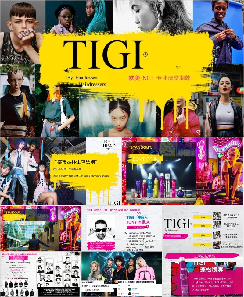 TIGI专业造型潮牌品牌介绍宣传PPT模板 - 封面预览
