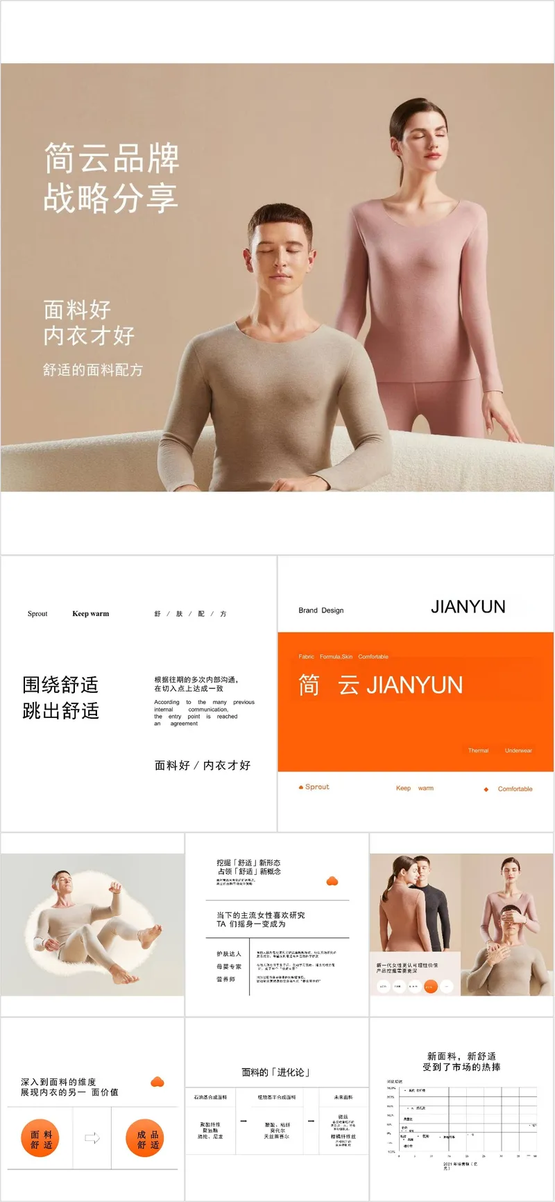 简云保暖内衣品牌战略分享PPT模板 - 封面预览