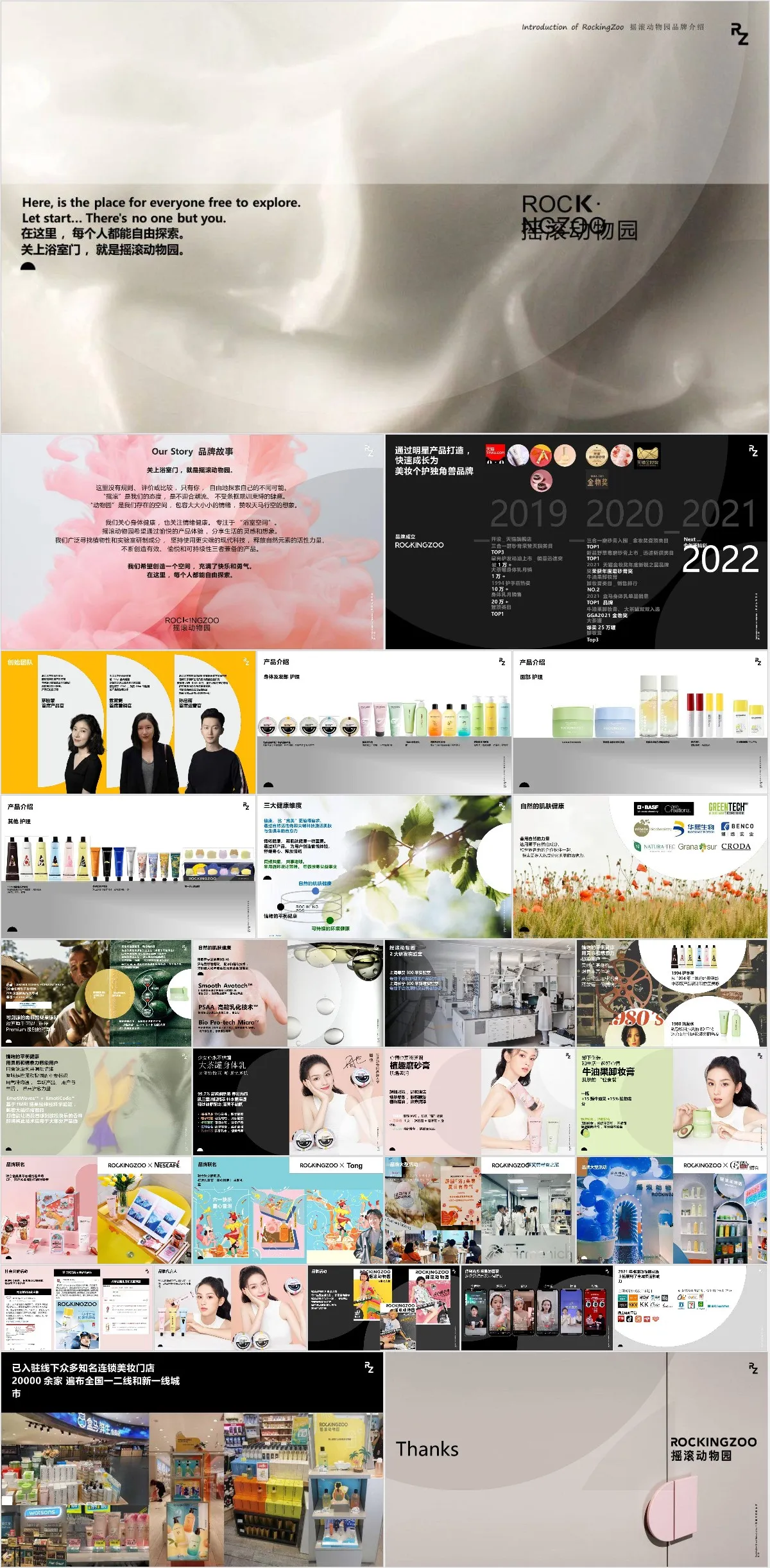 摇滚动物园品牌介绍PPT模板 - 模板内页详情长图