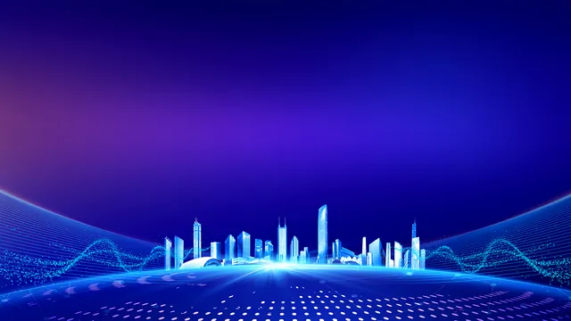 蓝紫渐变科技风智慧城市商务演示通用PPT背景图片 - 封面预览