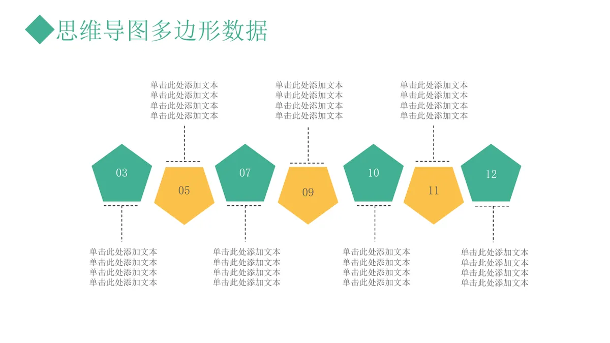 多边形数据对比分析思维导图PPT模板 - 第4页