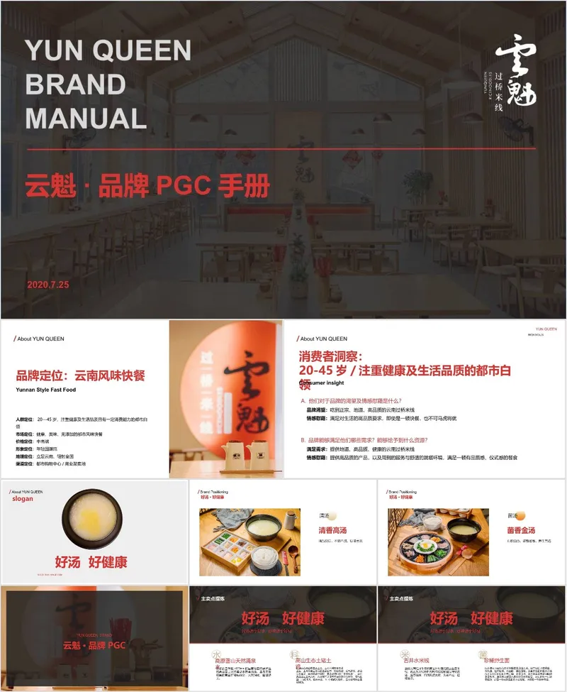云魁过桥米线品牌PGC手册品牌介绍演示PPT模板 - 封面预览