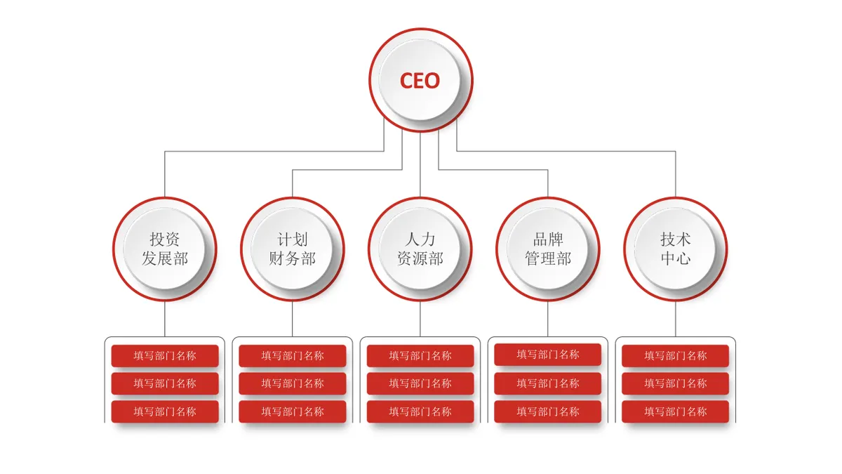 30套深红色企业组织结构关系图PPT图表合集 - 第2页