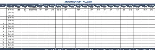 企业月度员工工资明细核算统计Excel表格 - 封面预览